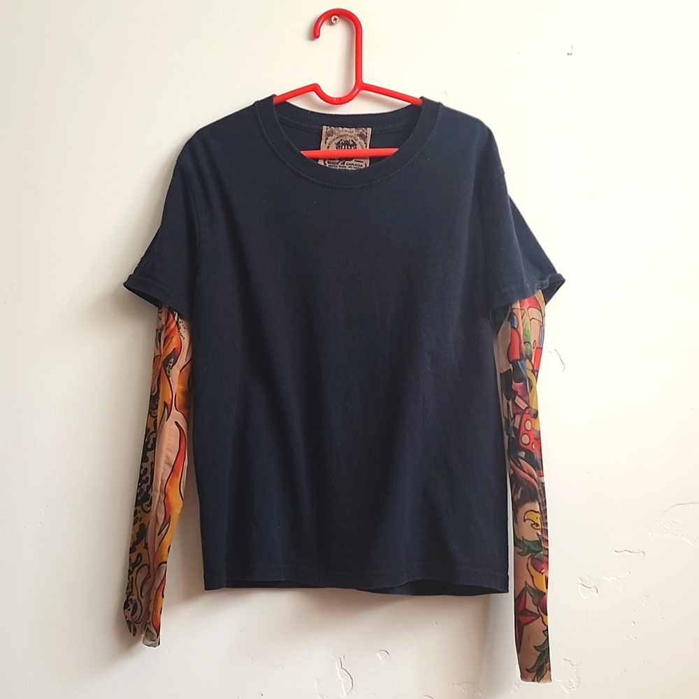 Kids tattoo sleeve mesh arm  t shirt 7/8